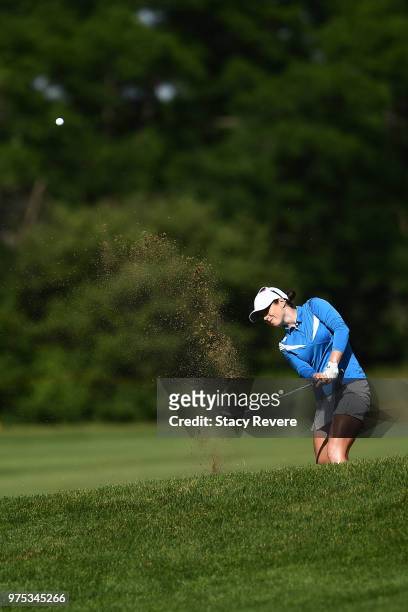 Beatriz Recari of Spain hits her second shot on the eighth hole during the second round of the Meijer LPGA Classic for Simply Give at Blythefield...