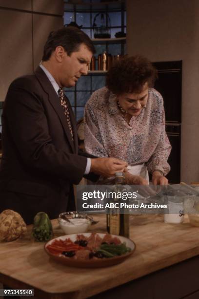 Charles Gibson, Julia Child cooking on 'Good Morning America'.