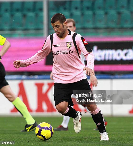 Antonio Nocerino of US Citta' di Palermo is shown in action during the Serie A match between US Citta di Palermo and AS Livorno Calcio at Stadio...