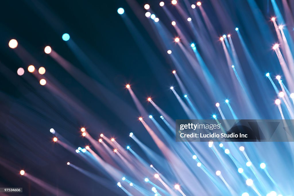 Colorful fiber optic communications strands