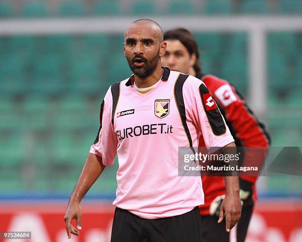 Fabio Liverani of US Citta' di Palermo is shown during the Serie A match between US Citta di Palermo and AS Livorno Calcio at Stadio Renzo Barbera on...