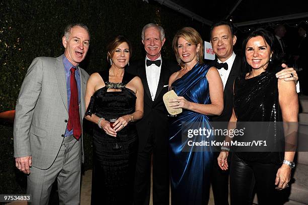 Personality John McEnroe, actress Rita Wilson, pilot Chesley "Sully" Sullenberger, Lorrie Sullenberger, actor Tom Hanks, and Patti Smyth attend the...