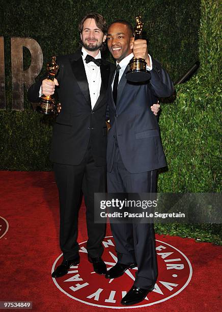 Writer Mark Boal and actor Anthony Mackie arrive at the 2010 Vanity Fair Oscar Party hosted by Graydon Carter held at Sunset Tower on March 7, 2010...