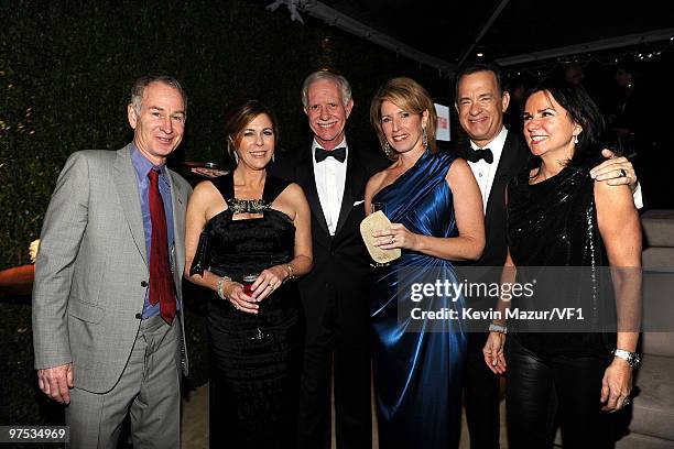 Personality John McEnroe, actress Rita Wilson, pilot Chesley "Sully" Sullenberger, Lorrie Sullenberger, actor Tom Hanks, and Patti Smyth attend the...