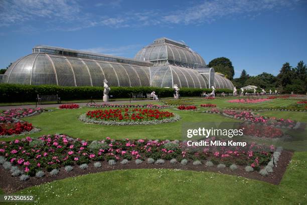 The Palm House at Kew Gardens in London, United Kingdom. The Royal Botanic Gardens, Kew, usually referred to simply as Kew Gardens, are 121 hectares...