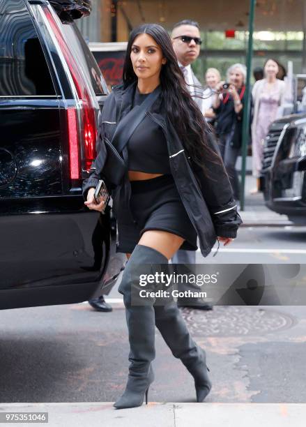 Kim Kardashian, Jonathan Cheban and North West go on a ice cream date with a young friend on June 14, 2018 in New York City.