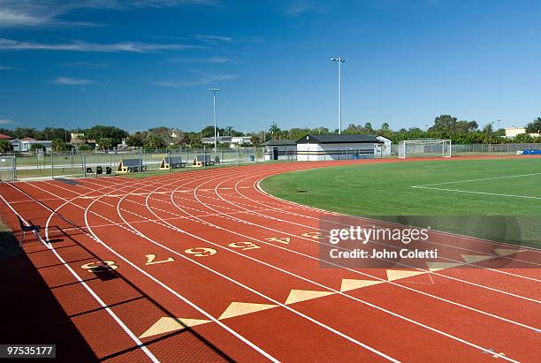 running track - track athletics stock pictures, royalty-free photos & images