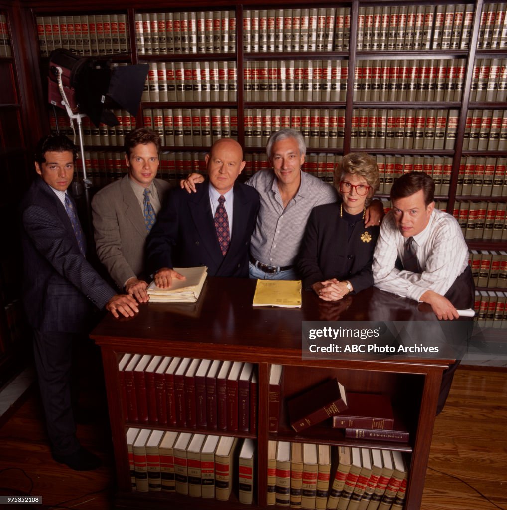 Jason Gedrick, Michael Hayden, Daniel Benzali, Steven Bochco, Barbara Bosson, Dylan Baker Promotional Photo For Murder One
