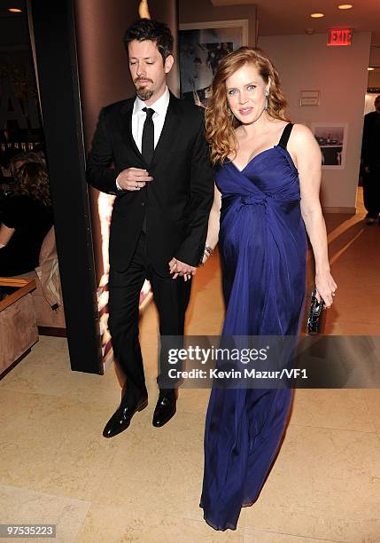 Darren Le Gallo and actress Amy Adams attend the 2010 Vanity Fair Oscar Party hosted by Graydon Carter at the Sunset Tower Hotel on March 7, 2010 in...