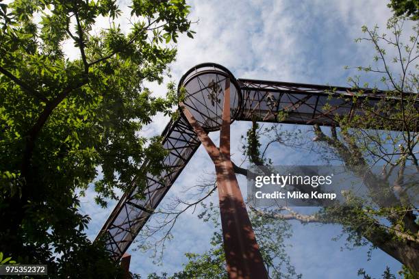 Treetop Walkway at Kew Gardens in London, United Kingdom. The Royal Botanic Gardens, Kew, usually referred to simply as Kew Gardens, are 121 hectares...