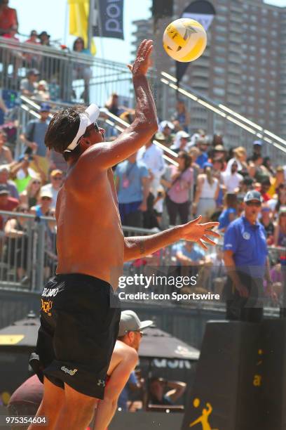 Ricardo Santos during play on the Stadium Court of the AVP New York Coty Open on June 9 at Hudson River Park's Pier 25/26, New York, NY.