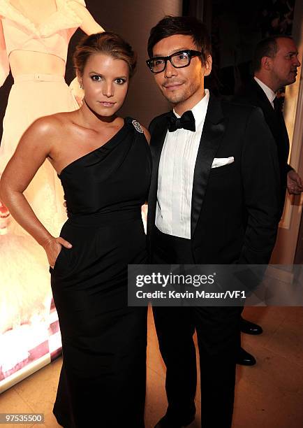 Singer Jessica Simpson and hairstylist Ken Paves attend the 2010 Vanity Fair Oscar Party hosted by Graydon Carter at the Sunset Tower Hotel on March...