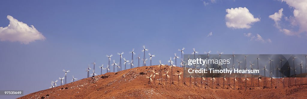 Wind generators on hillside