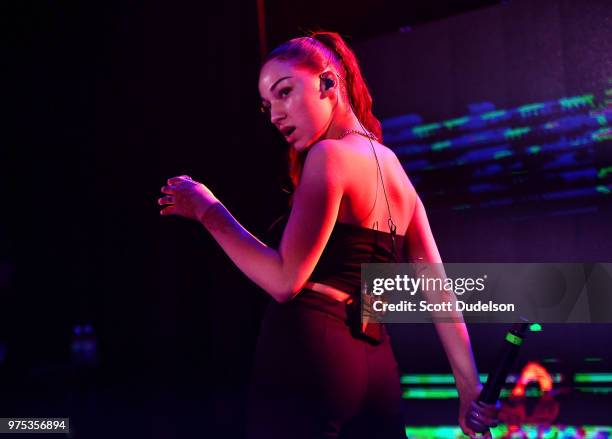 Rapper Bhad Bhabie performs onstage during the final night of her 'Bhanned in the USA' tour at The Roxy Theatre on June 14, 2018 in West Hollywood,...