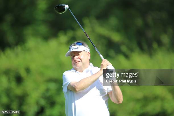 Andrew Oldcorn of Scotland in action during the first round of the 2018 Senior Italian Open presented by Villaverde Resort played at Golf Club Udine...