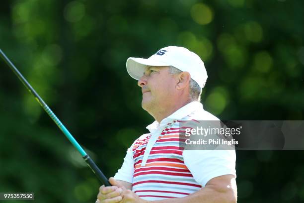 Zeke Martinez of United States in action during the first round of the 2018 Senior Italian Open presented by Villaverde Resort played at Golf Club...