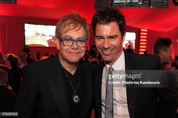 Musician Sir Elton John and actor Eric McCormack attend the 18th Annual Elton John AIDS Foundation Oscar party held at Pacific Design Center on March...