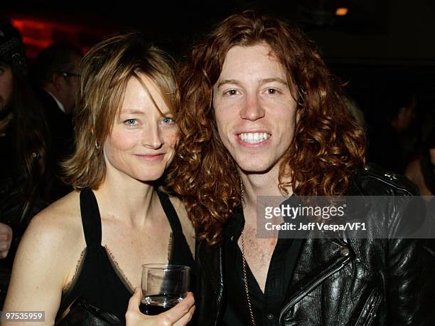 Actress Jodie Foster and Olympic Gold Medalist Shaun White attend the 2010 Vanity Fair Oscar Party hosted by Graydon Carter at the Sunset Tower Hotel...