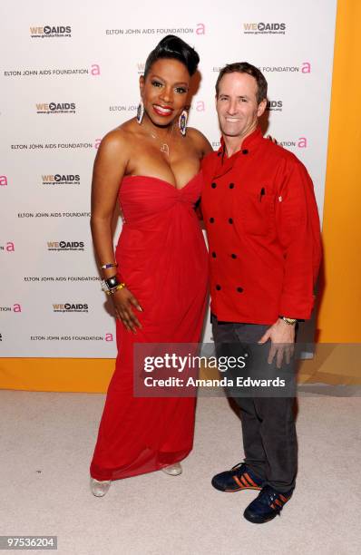 Actress Sheryl Lee Ralph and chef Wayne Elias attend the Elton John AIDS Foundation Oscar Viewing Party at the Pacific Design Center on March 7, 2010...