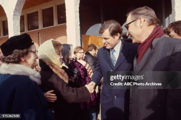 Ted Kennedy greets crowd.