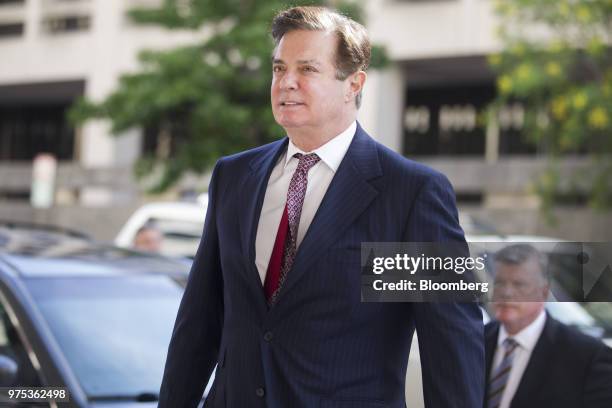 Paul Manafort, former campaign manager for Donald Trump, arrives at federal court in Washington, D.C., U.S., on Friday, June 15, 2018. Manafort was...