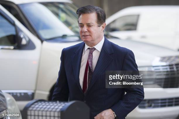 Paul Manafort, former campaign manager for Donald Trump, arrives at federal court in Washington, D.C., U.S., on Friday, June 15, 2018. Manafort was...