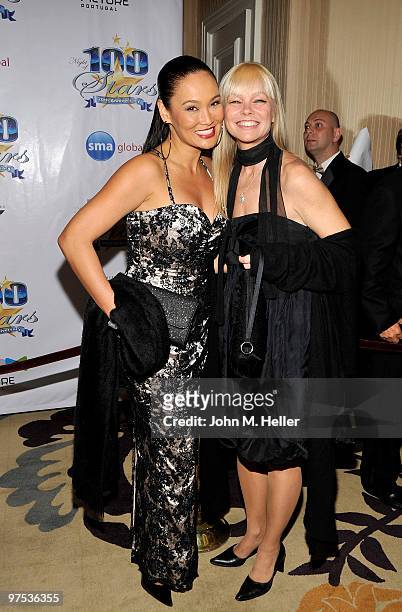 Actresses Tia Carrere and Julie McCullough attend the 20th Annual Night of 100 Stars Oscar Gala in the Crystal Ballroom at the Beverly Hills Hotel on...