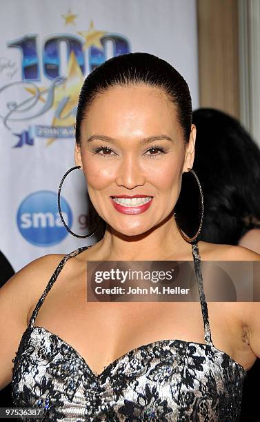 Actress Tia Carrere attends the 20th Annual Night of 100 Stars Oscar Gala in the Crystal Ballroom at the Beverly Hills Hotel on March 7, 2010 in...