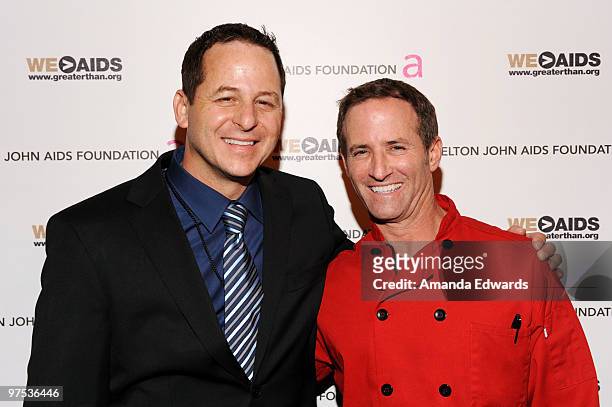 Restaurant owner Chris Diamond and chef Wayne Elias attend the Elton John AIDS Foundation Oscar Viewing Party at the Pacific Design Center on March...