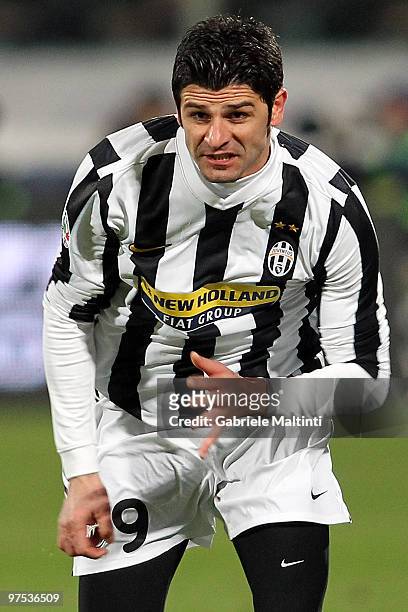 Vincenzo Iaquinta of Juventus FC in action during the Serie A match between at ACF Fiorentina and Juventus FC at Stadio Artemio Franchi on March 6,...