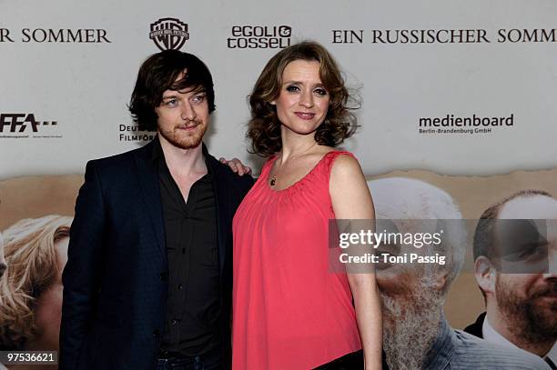 Actors Anne-Marie Duff and James McAvoy attend the Ein Russischer Sommer Germany Premiere on January 27, 2010 in Berlin, Germany.