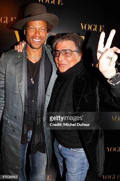 Gary Dourdan and Roberto Cavalli attends the Turkish Vogue Edition Launch Party at Hotel Crillon on March 7, 2010 in Paris, France.