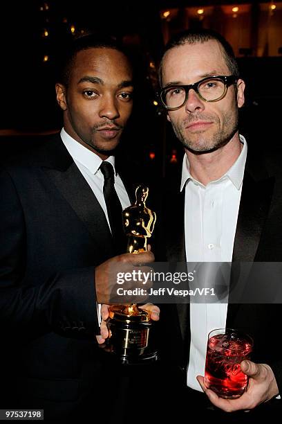 Actors Anthony Mackie and Guy Pearce attend the 2010 Vanity Fair Oscar Party hosted by Graydon Carter at the Sunset Tower Hotel on March 7, 2010 in...