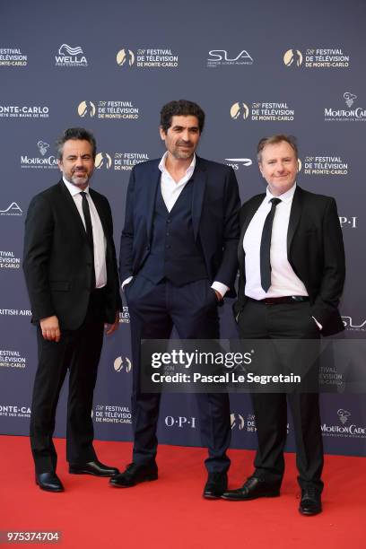 Francois Bureloup,Abdelhafid Metalsi and Vincent Primault attend the opening ceremony of the 58th Monte Carlo TV Festival on June 15, 2018 in...