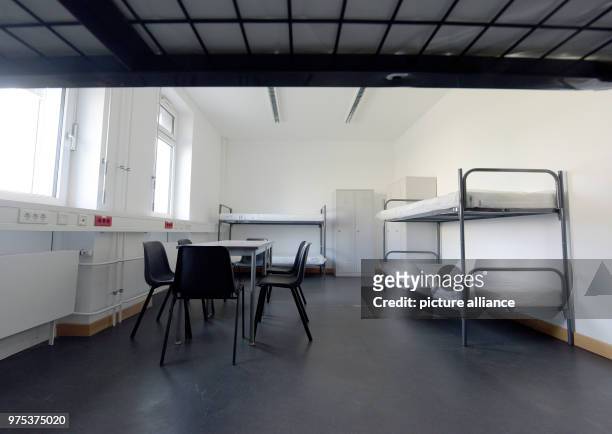 May 2018, Germany, Manching: Bunk beds in a bedroom in the Transit Centre for Asylum Seekers. The Transit Centre could become one of many so-called...