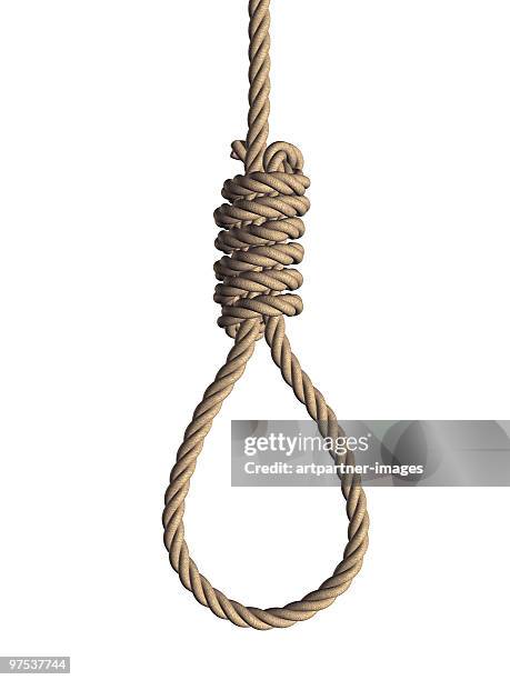 gallows noose on white background  - execution of nazis 1946 stockfoto's en -beelden