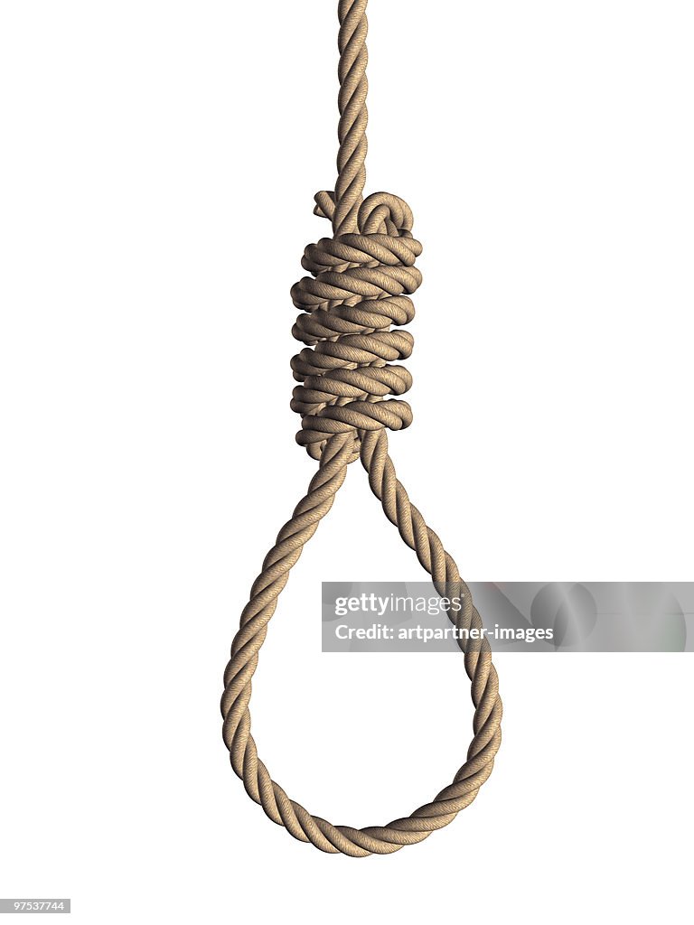 Gallows noose on white Background 