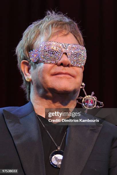 Musician Sir Elton John attends the 18th Annual Elton John AIDS Foundation Oscar party held at Pacific Design Center on March 7, 2010 in West...