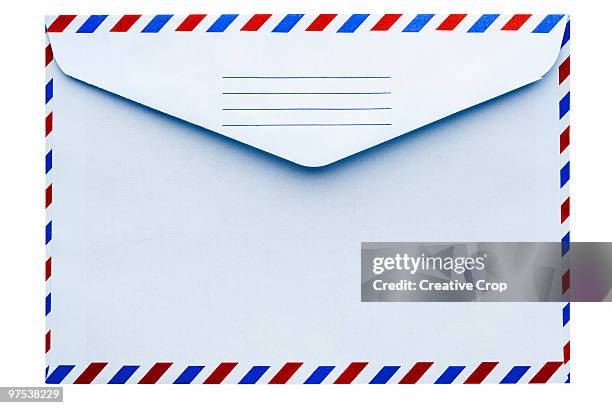 back of an airmail envelope - creative rf stock-fotos und bilder