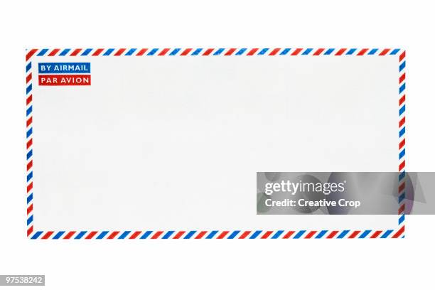 front of an airmail envelope - creative rf stock-fotos und bilder