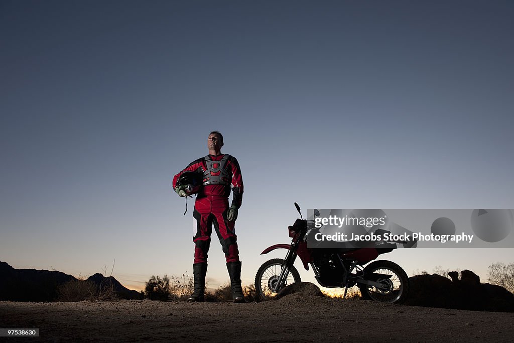 Portrait of Motocross Rider in Desert