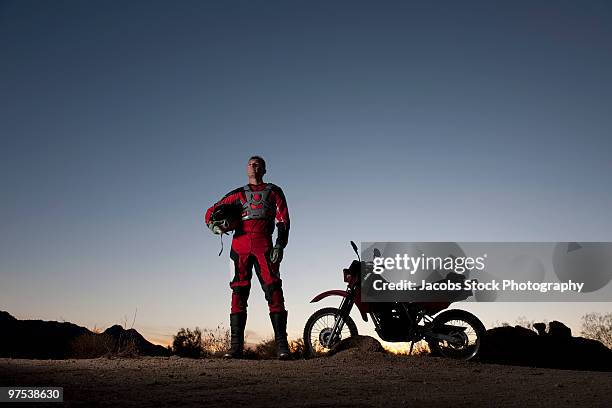 Man Standing Rider Man Standing By Motorcycle Silhouette Photos and Premium High Res ...