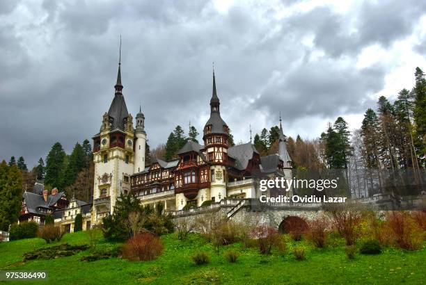 peles castle - sinaia stock pictures, royalty-free photos & images