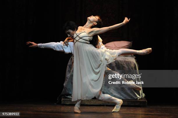 Nao Sakuma as Juliet and Yasuo Atsuji as Romeo in Birmingham Royal Ballet's production of Kenneth MacMillan's Romeo and Juliet at Sadler's Wells...