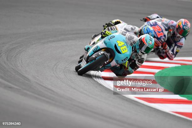 Lorenzo Dalla Porta of Italy and Leopard Racing leads the field during the MotoGp of Catalunya - Free Practice at Circuit de Catalunya on June 15,...