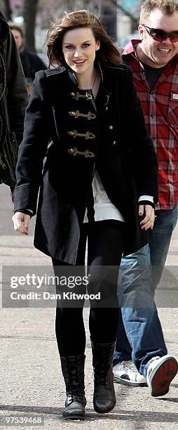 Singer Amy Macdonald arrives at the GMTV studio on the South Bank on March 8, 2010 in London, England.