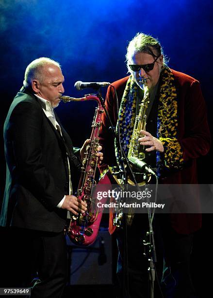 Wilbur Wilde and Joe Camilleri, Jo Jo Zepp and the Falcons, perform at the APRA Hall of Fame awards at the Regent Theatre on 18th July 2007 in...