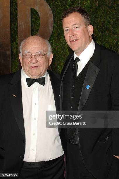 Actor Edward Asner and son Matthew Asner arrive at the 2010 Vanity Fair Oscar Party hosted by Graydon Carter held at Sunset Tower on March 7, 2010 in...