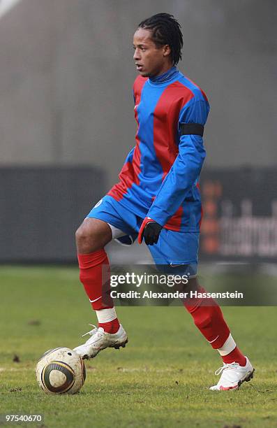 Charles Herold of Haiti runs with the ball during the charity match for earthquake victims in Haiti between ran Allstar team and National team of...