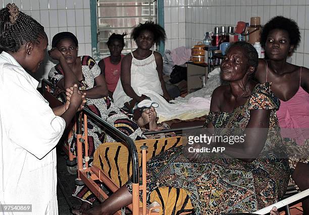 Women admitted into the maternity ward at Roi Baudoin hospital in Kinshasa are counselled by a staff member after they've been detained at the...